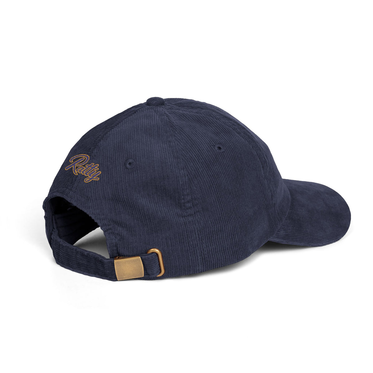 Navy corduroy cap, detail view