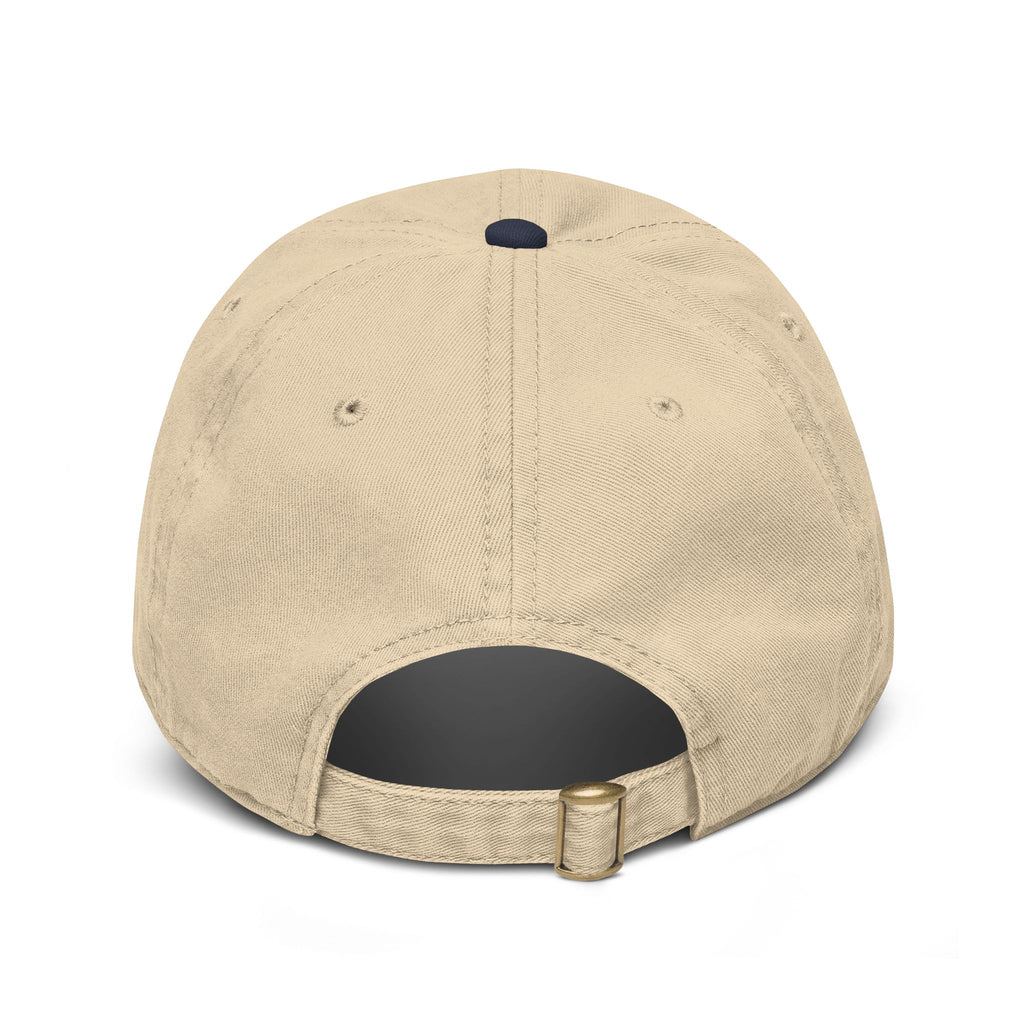 Clubhouse Cap in khaki and navy, side view